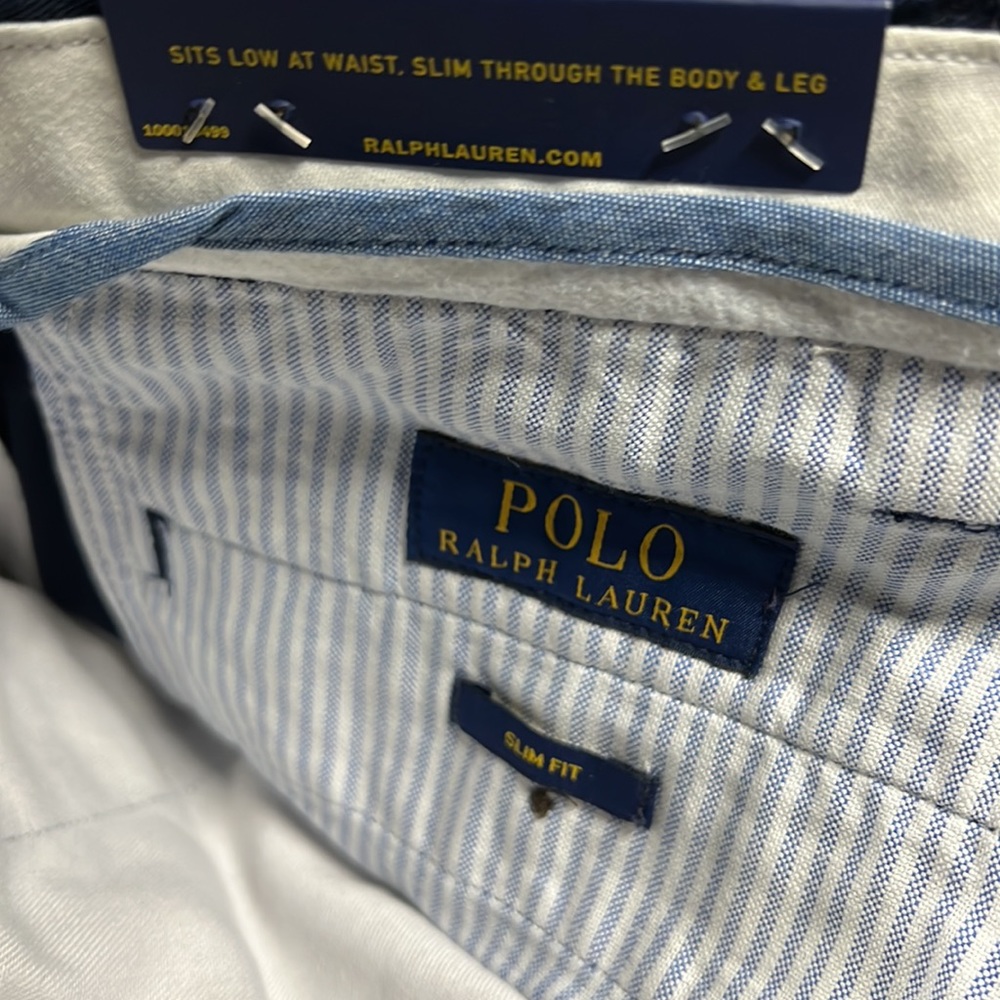 NWT Mens Polo Ralph Lauren Aviator/Navy Slim Fit Dress Pants 42x30 $85 - Picture 6 of 7